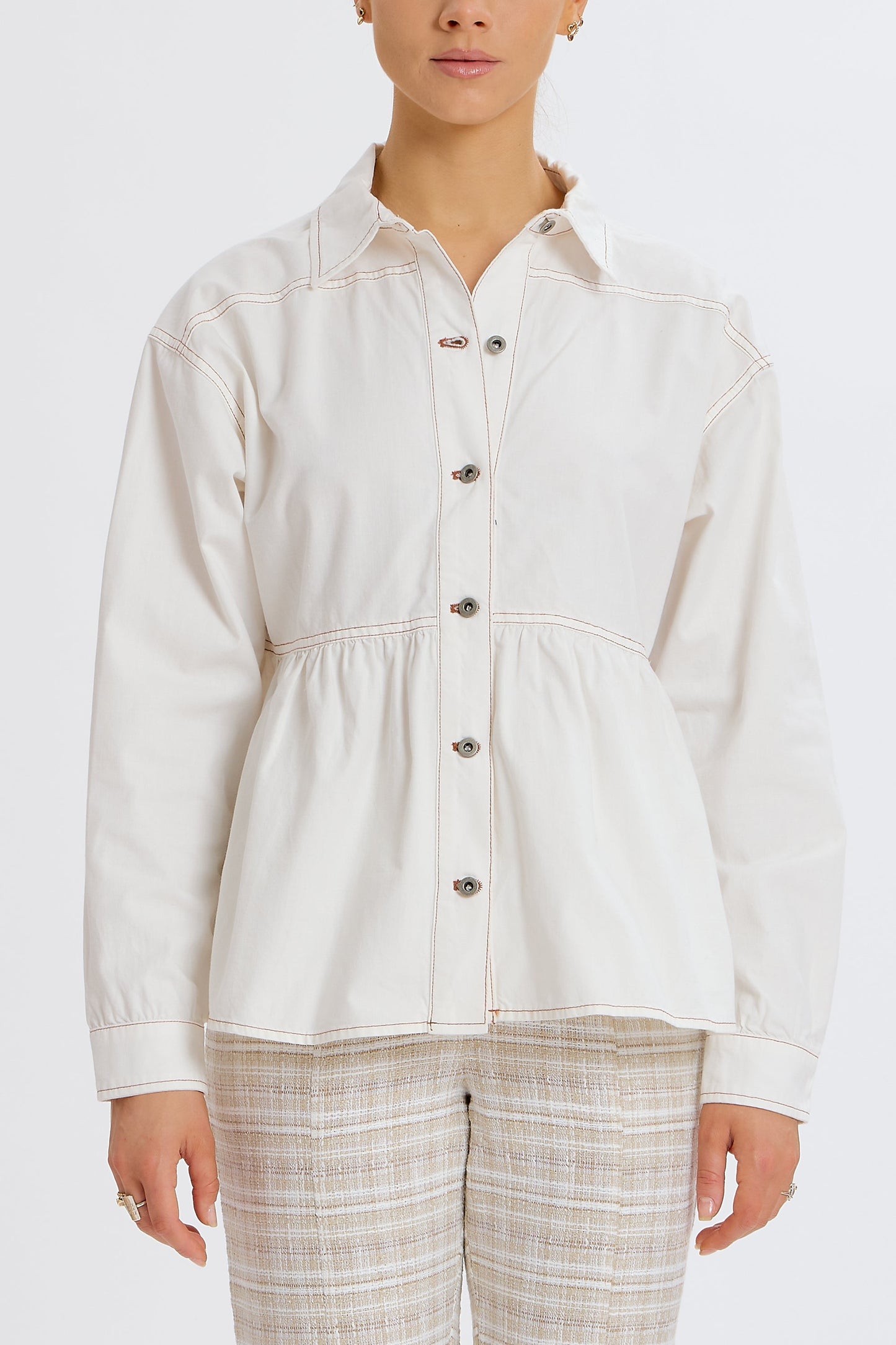 Chambray Peplum Shirt